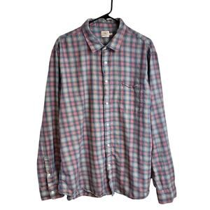Faherty Everyday Pink Blue Plaid Long Sleeve Button-Up Shirt Men's Size XXL